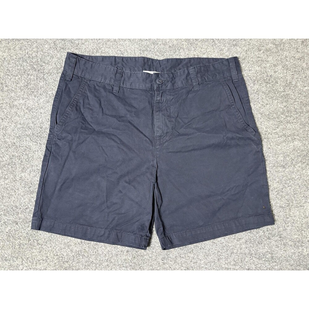Save Khaki United Chino Shorts Mens 34 Blue 7" Inseam Cotton USA Casual
